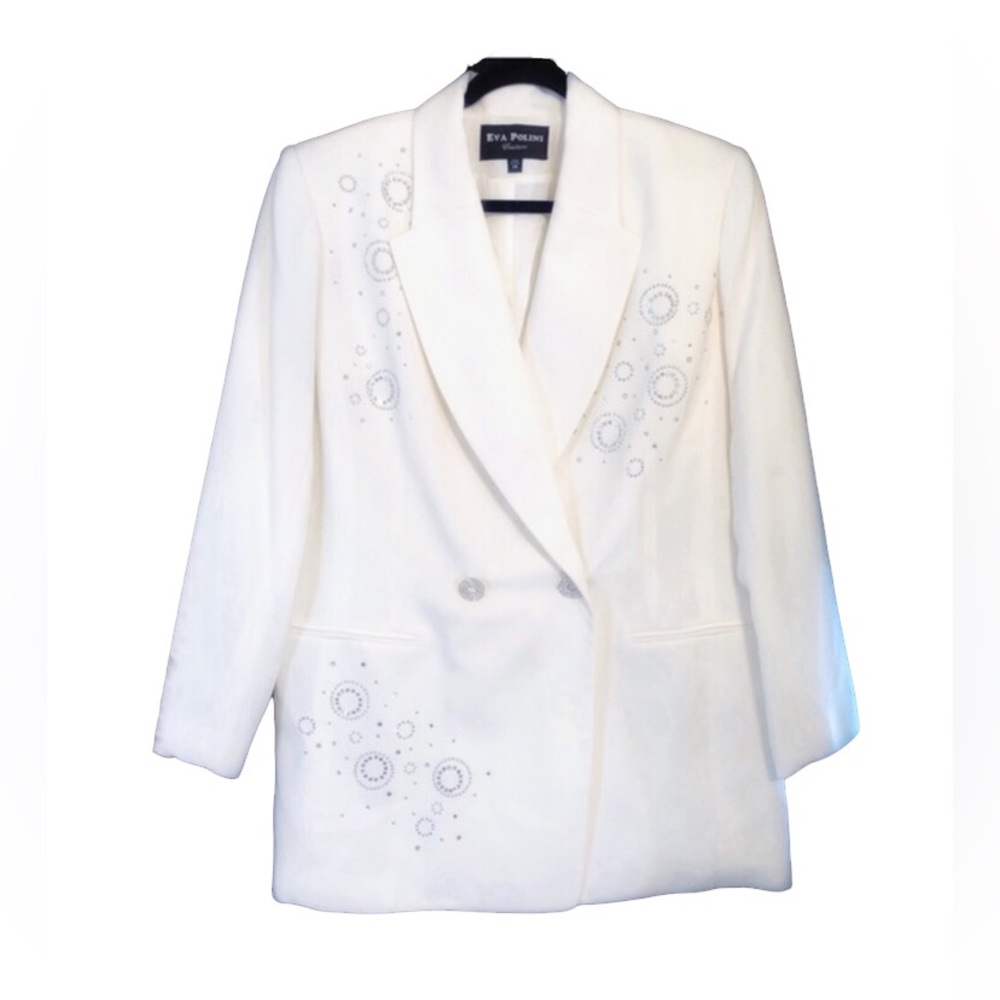 NEW Eva Polini Couture Vintage 90s Classic Rhinestones Suit Blazer